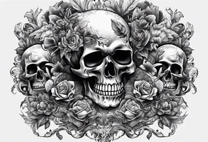 money stacks rising smoke Savage skulls tattoo idea