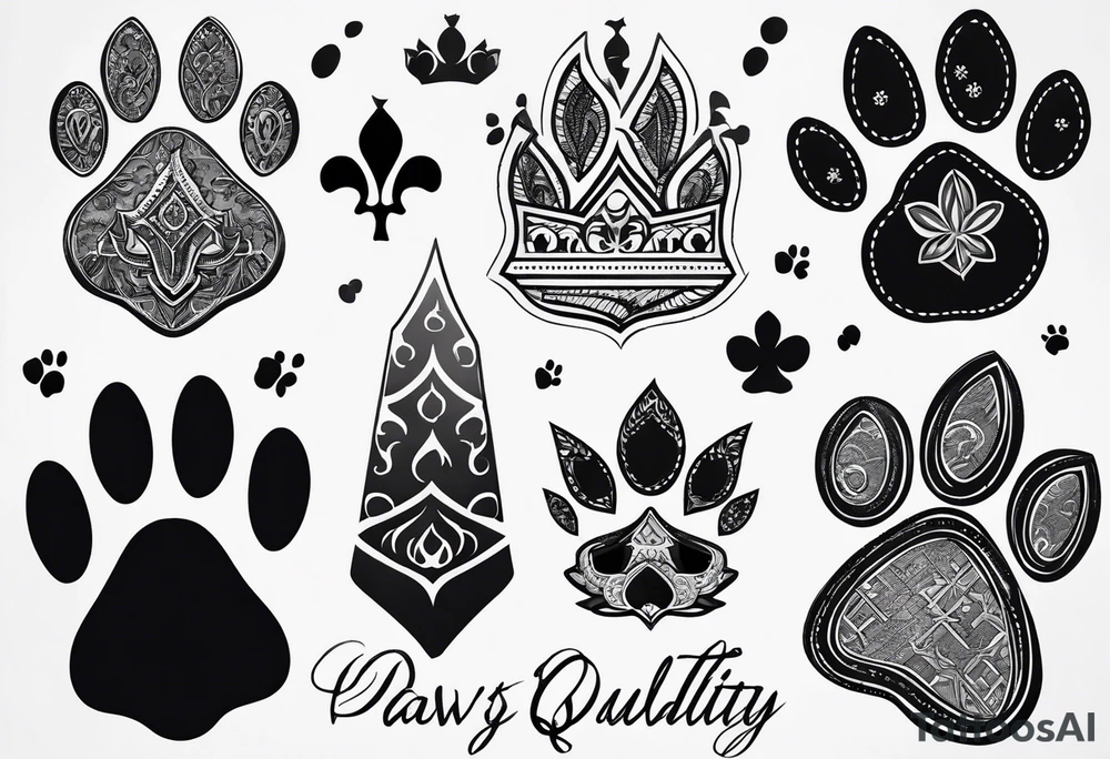 dog paw with  coordinates tattoo idea