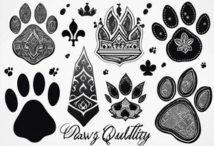 dog paw with  coordinates tattoo idea