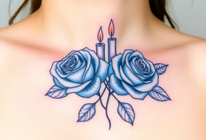 Blue, 2 roses, 2 candles tattoo idea