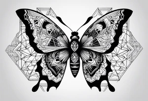 Moth, panda, geometry, clouds tattoo idea