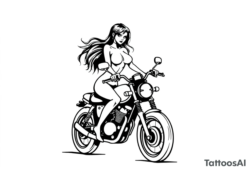 naked girl on motorcycle, slut, angry tattoo idea