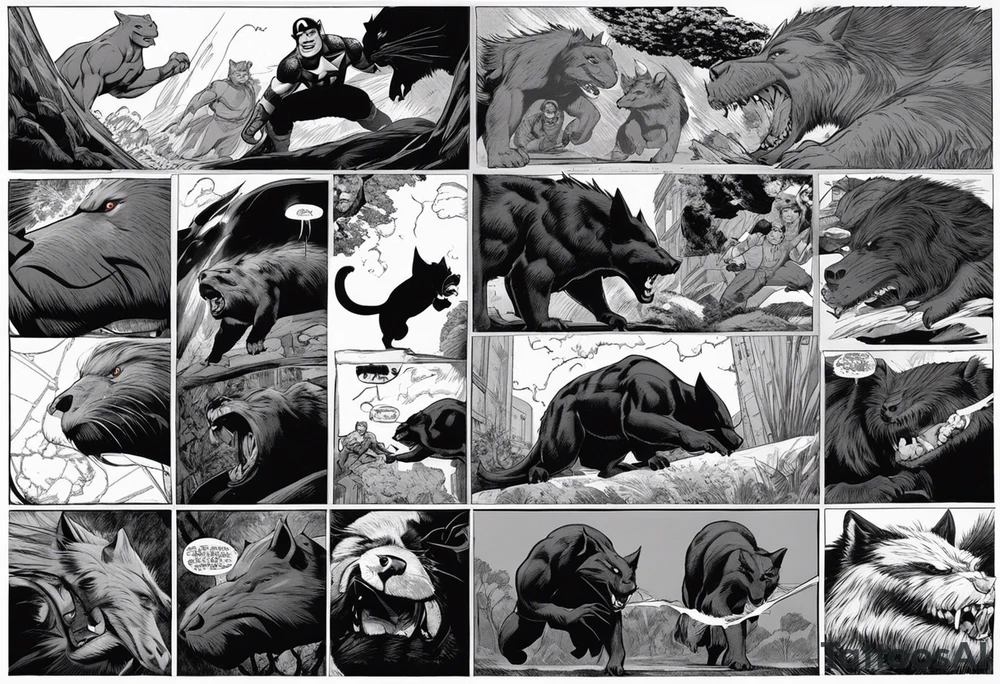 I want to change Avengers Team characters with animals. Hulk will be represented by a Badger.
Thor will be depicted as an Alpha Grey Wolf.
Captain America will be symbolized by a Bull.
Iron Man's character will be embodied by a Canary.
Black Widow's role will be portrayed by an Axolotl.
Hawkeye will be depicted as a Sudan Plated Lizard.
Nick Fury will be represented by a Cat. tattoo idea