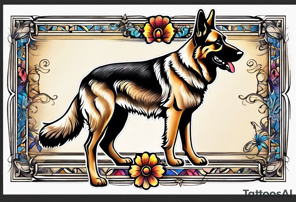 German shepherd dog walking away tattoo idea