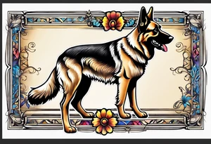German shepherd dog walking away tattoo idea