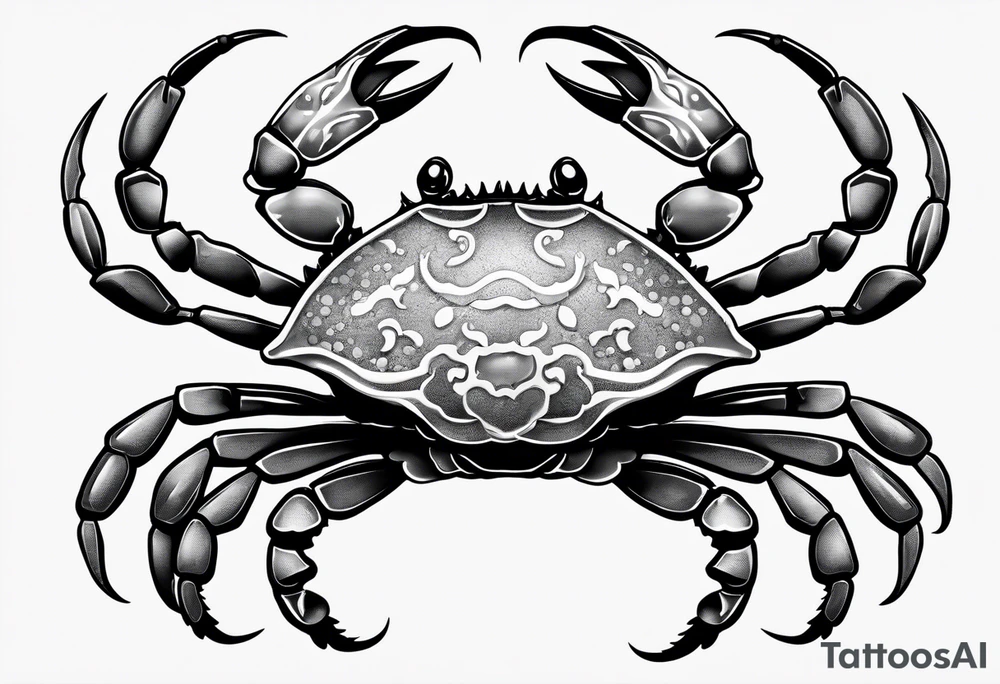 Crabs en blanco en negro con numero 69 tattoo idea