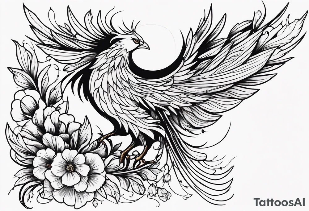 Phoenix with flowers tattoo idea