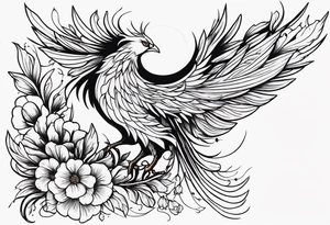 Phoenix with flowers tattoo idea
