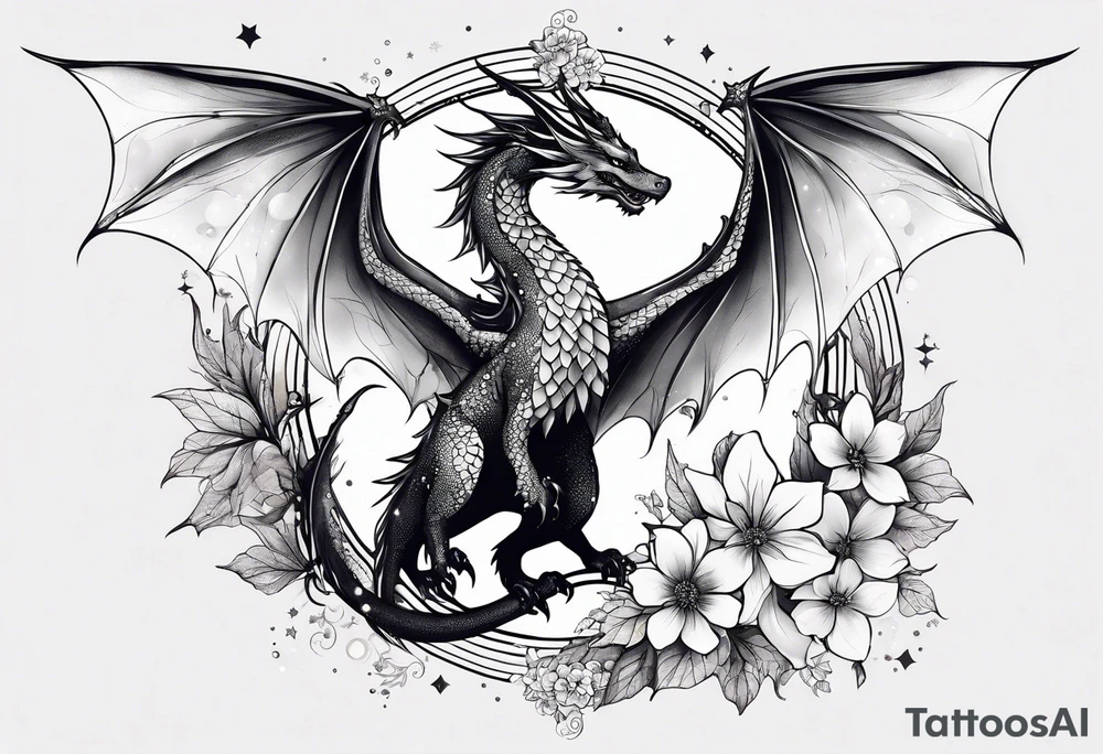 Constellation, wing , snow , cross , dragon female japan kawaii , flower tattoo idea