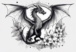 Constellation, wing , snow , cross , dragon female japan kawaii , flower tattoo idea