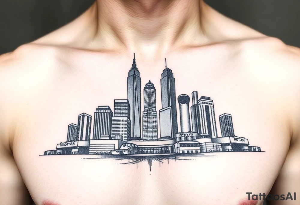 Houston texas skyline tattoo idea