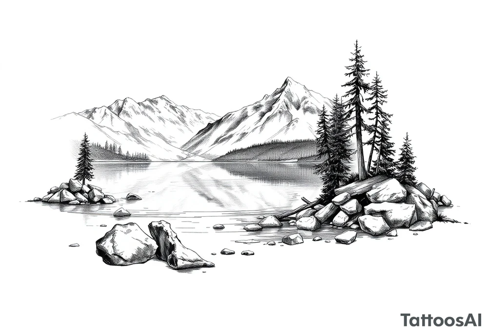 Lake scene tattoo idea