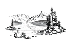 Lake scene tattoo idea