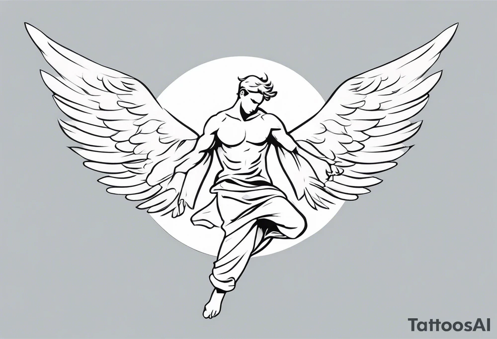 Male Angel falling out the sky tattoo idea