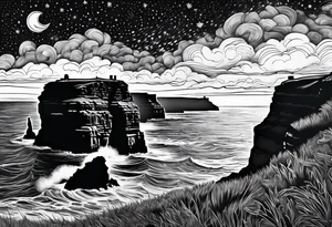 Starry night Cliffs of Moher tattoo idea
