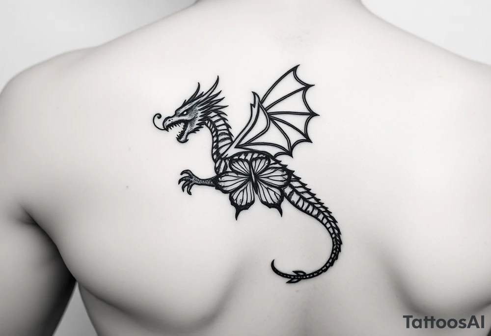 dragon made of butterflies on a forearm tattoo idea