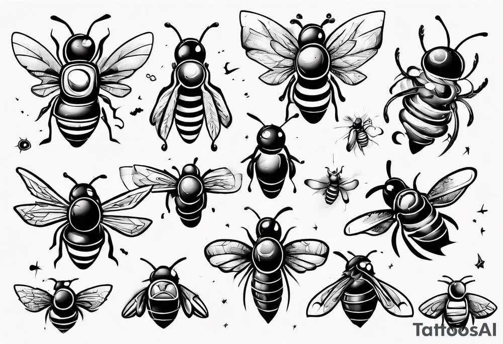 eine biene von der seite perspektive aus im comic still gezeichnet tattoo idea