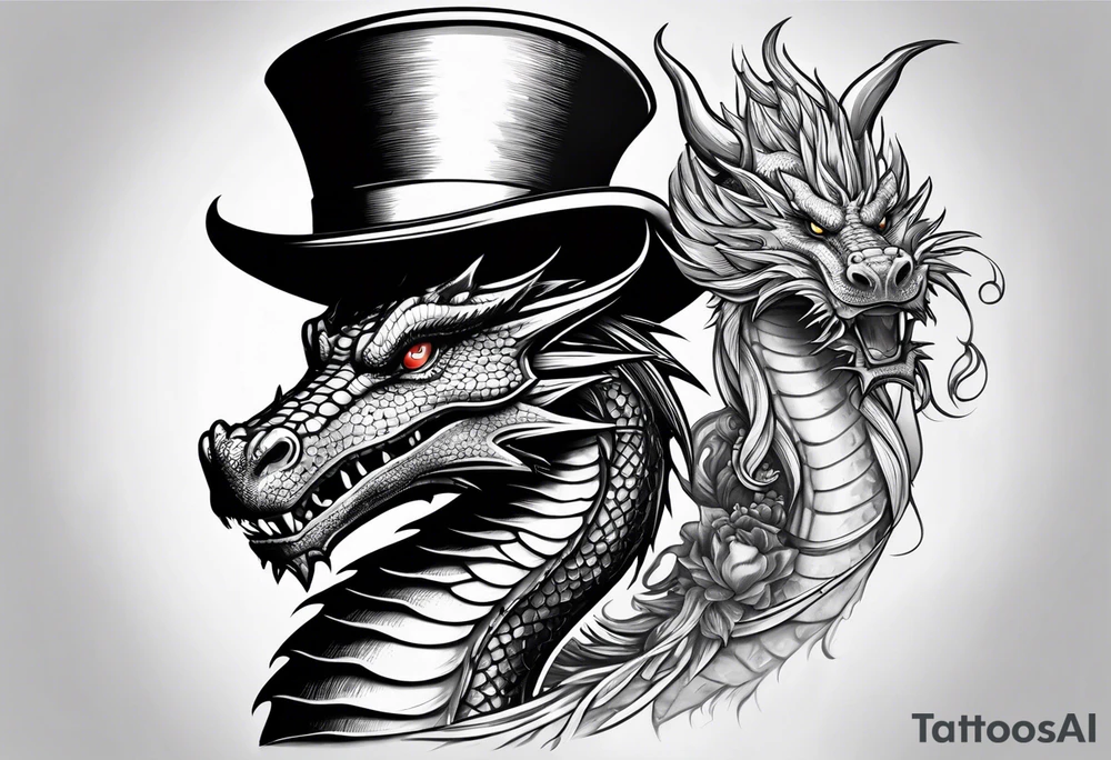 Dragon in a top hat tattoo idea