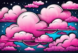 pink fluffy clouds tattoo idea