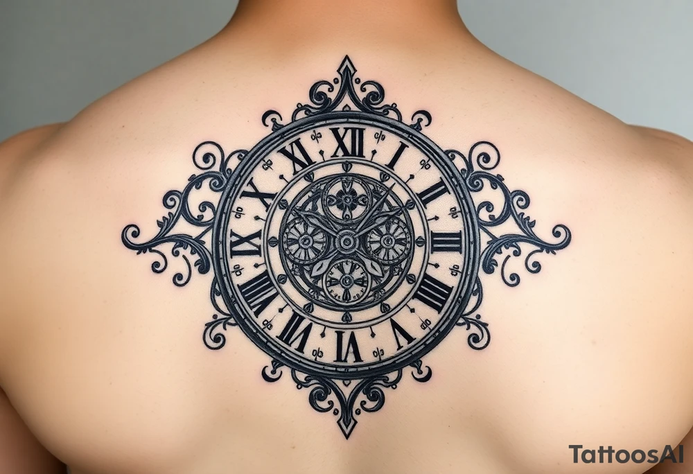 vintage roman numerals within ornate clockwork mechanism tattoo idea vintage roman numerals within ornate clockwork mechanism tattoo idea