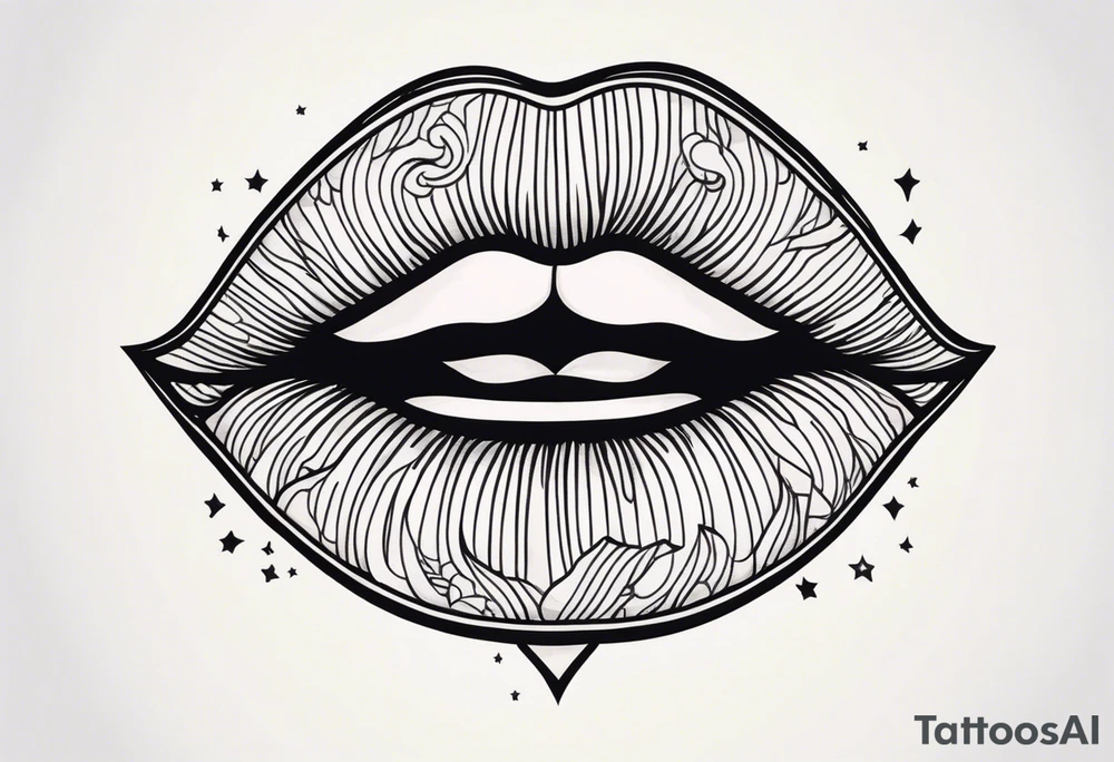 lips singing old school vintage traditional tattoo idea