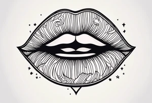 lips singing old school vintage traditional tattoo idea
