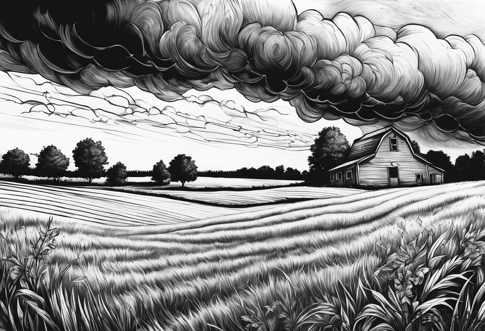 A storm flying over a field tattoo idea