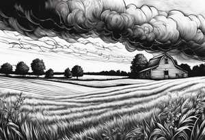 A storm flying over a field tattoo idea