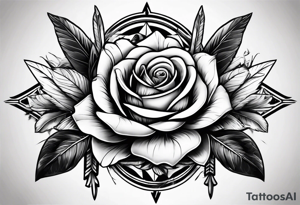 five arrows and a single rose tattoo idea