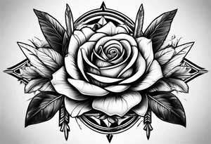 five arrows and a single rose tattoo idea