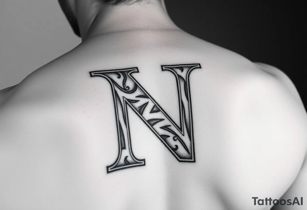 give me a tattoo idea of the letter N with a dollar bill tattoo idea