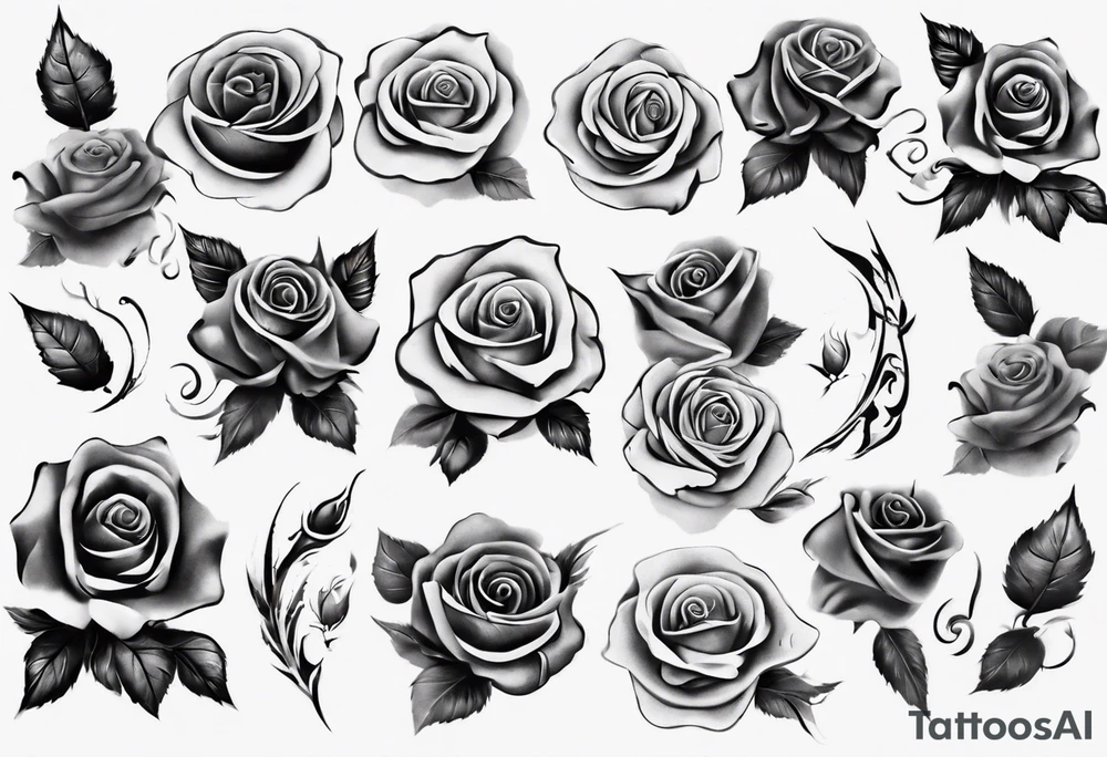 men’s arm sleeve, roses, polish man tattoo idea