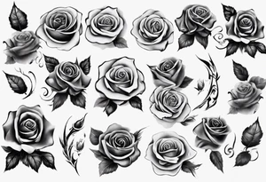 men’s arm sleeve, roses, polish man tattoo idea