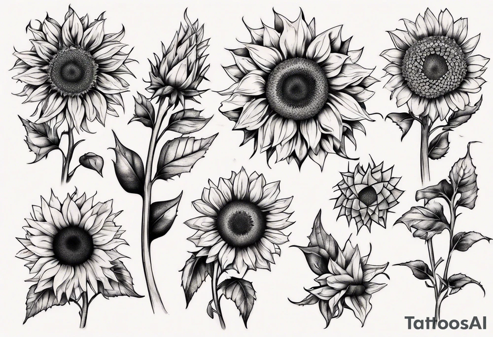 Seven sunflowers tattoo idea