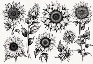 Seven sunflowers tattoo idea