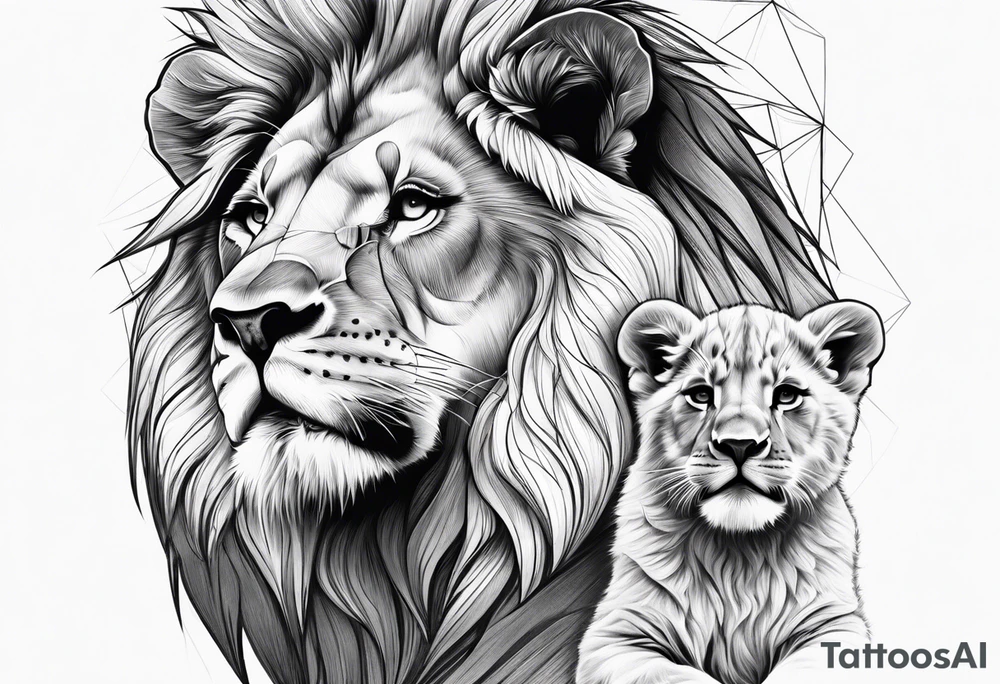 Realistic Lion and Cub paw tattoo idea