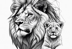 Realistic Lion and Cub paw tattoo idea