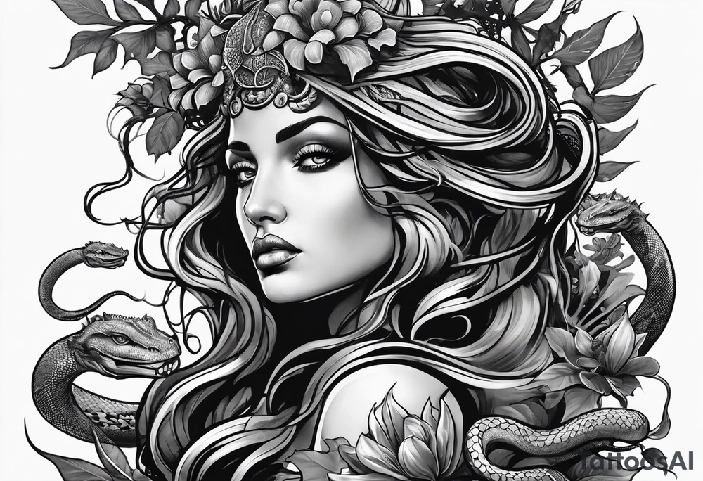 Medusa with Dionaea muscipula instead of snakes tattoo idea