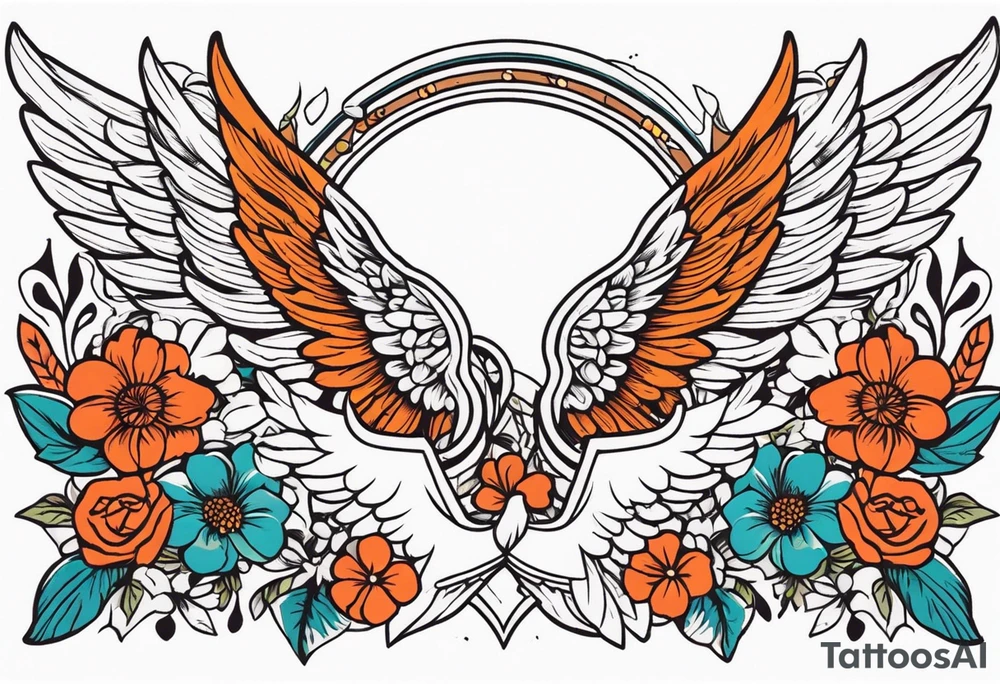angel wings
old school vintage simple traditional design surrounded by vintage flowers


bold color simple tattoo idea