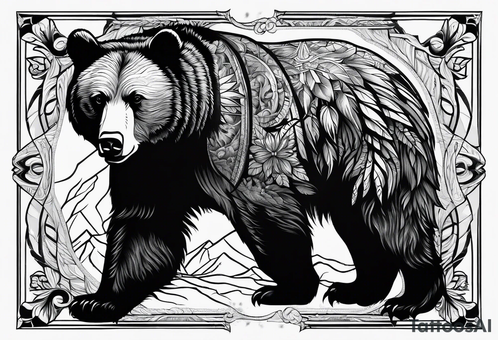 bear next to raven tattoo idea