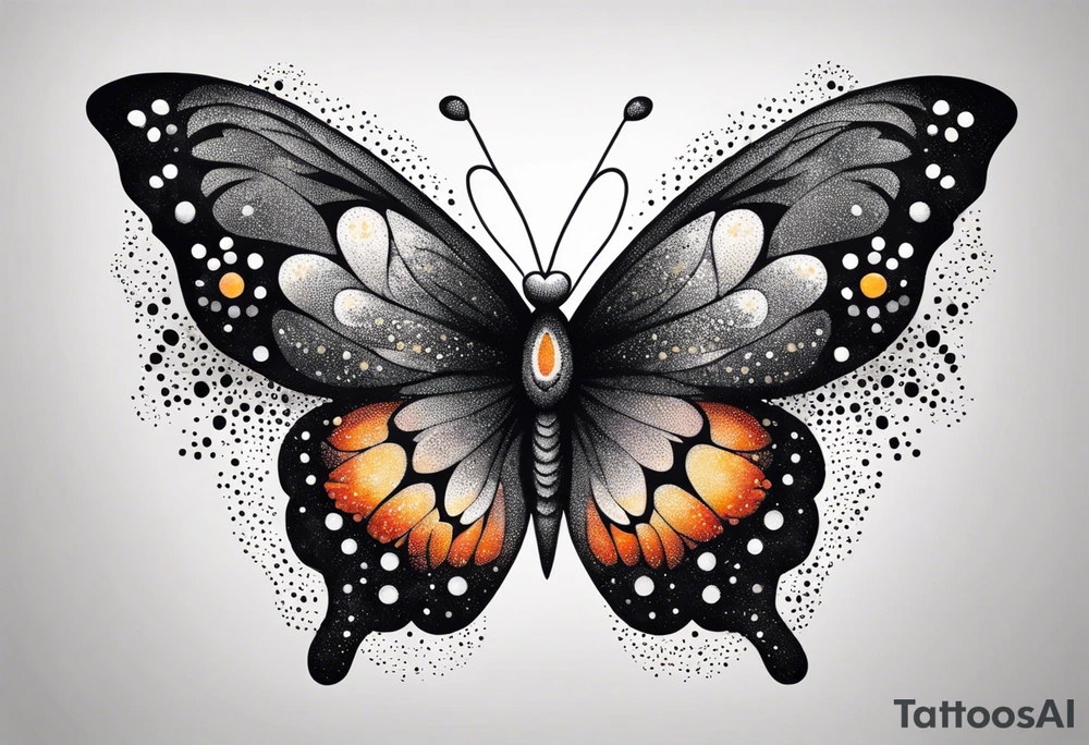 A vibrant butterfly with colorful wings, resting on a flower, showcasing transformation and beauty.” tattoo idea