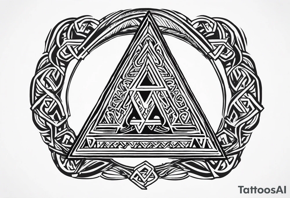 Valhalla sword shield axe Valknut tattoo idea