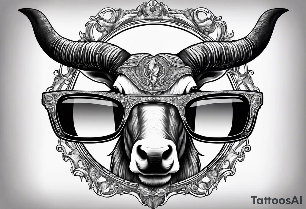 capricorn with sunglasses tattoo idea