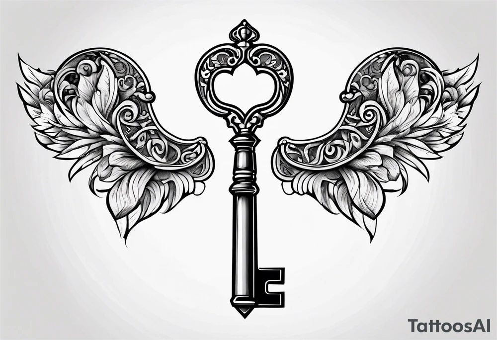 Heart shaped antique key tattoo idea