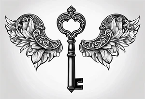 Heart shaped antique key tattoo idea
