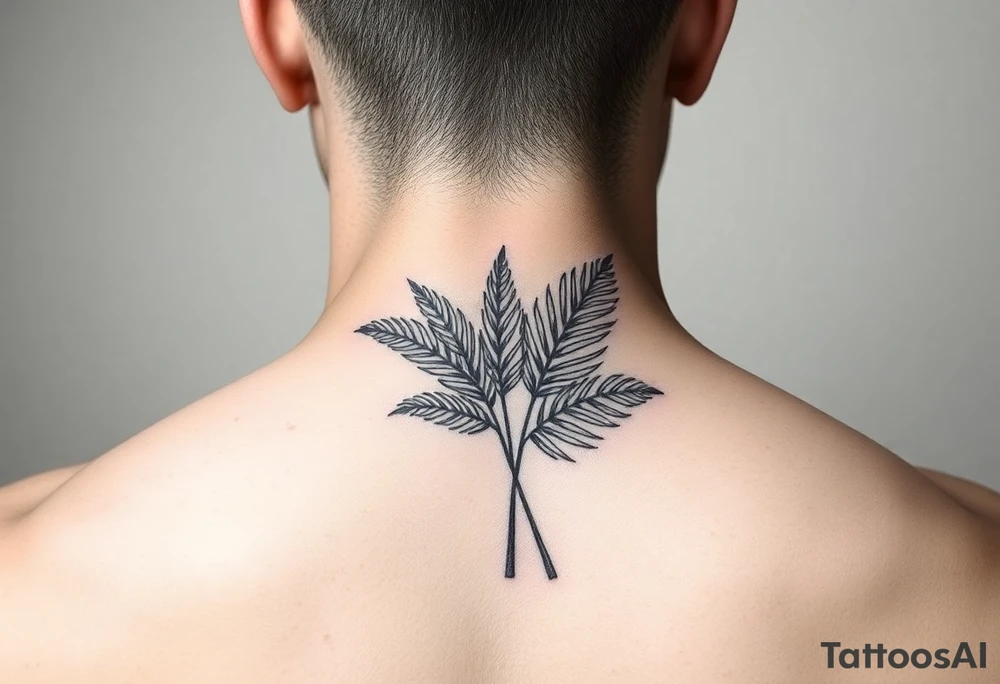 palm leaves neck tattoo tattoo idea
