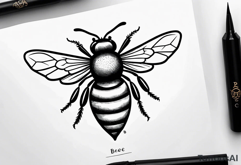 A bee symbolizing facing fears and best friendship with the letter b next to it tattoo idea