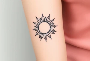 Shining Mystical sun with long  leaning sunflower sun tattoo idea