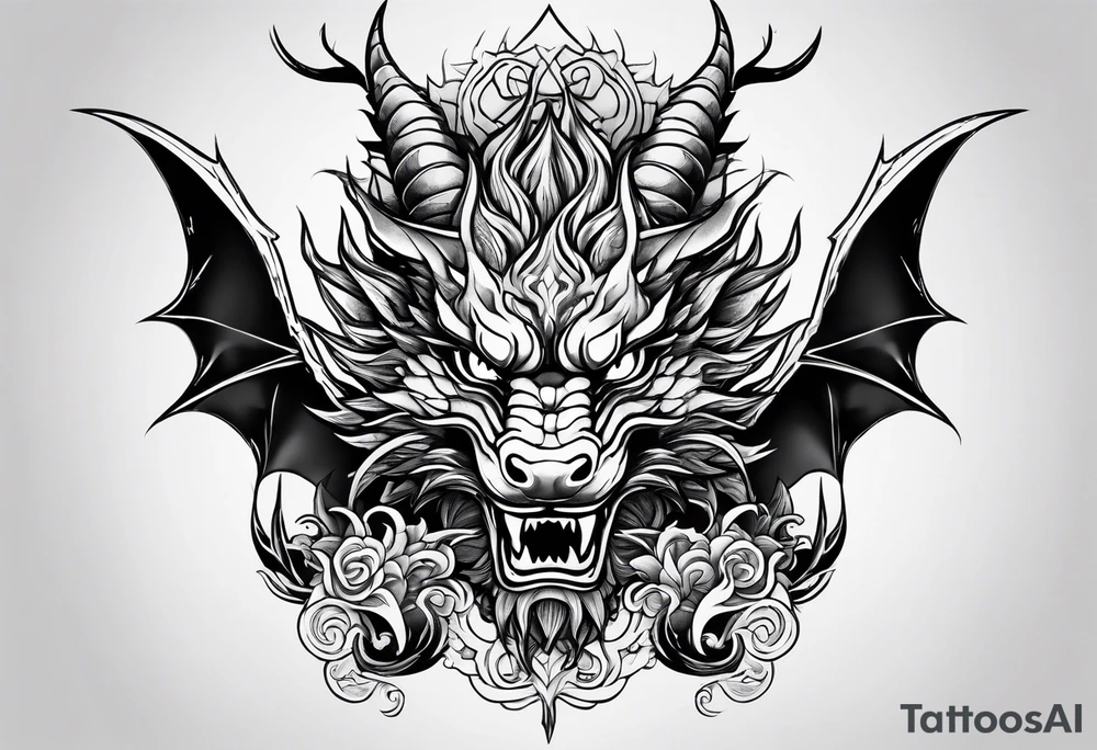 dragon, asian, vietnamese, japanese, oni, big, simple tattoo idea