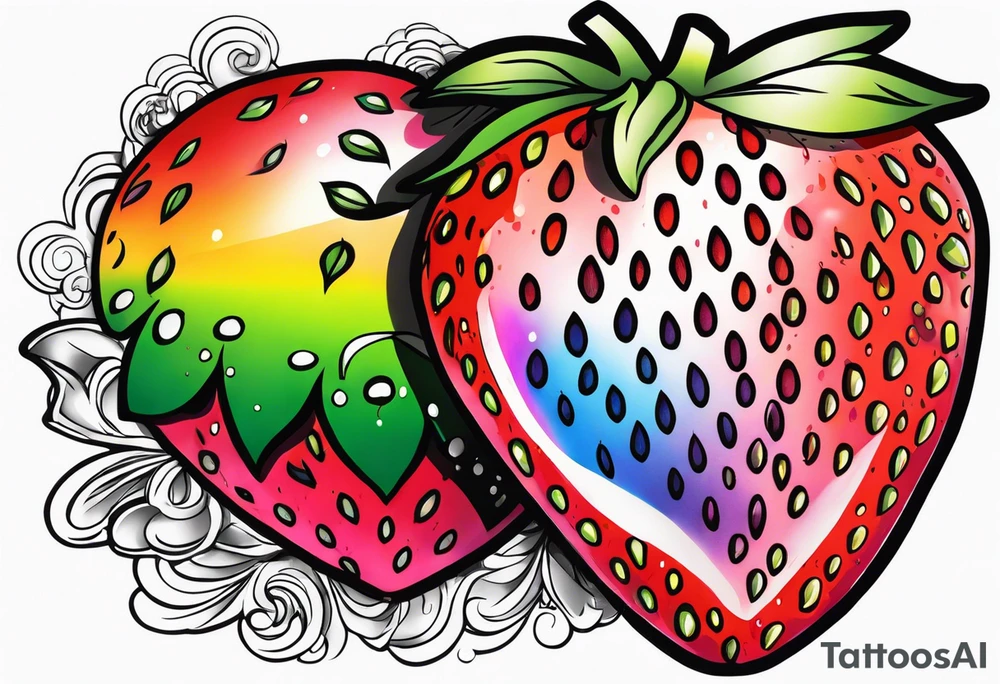 Graffiti Rainbow Strawberry tattoo idea